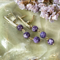 Серьги тройные с Чароитом