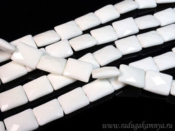 Бусины из агата белого прямоугольник гр.20*15мм, 39см, 19 бусин Радуга камня