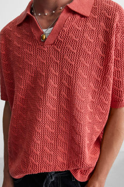 OPEN KNIT POLO SHIRT - Zara фото 6