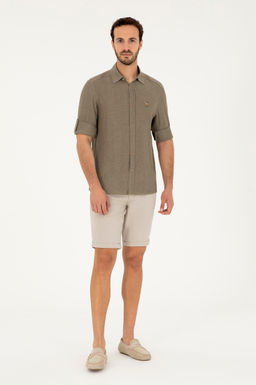 U. S. Polo Assn / Мужская рубашка цвета хаки с длинным рукавом - U.s. polo assn фото 4