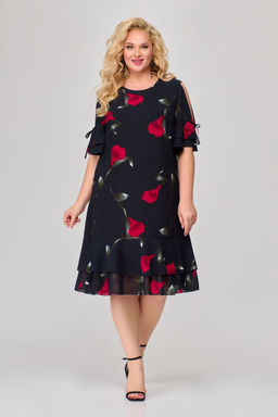 Платье Svetlana Style 1865 синий+цветы