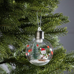 Ёлочный шар Снеговик, d=8 см, 1 LED, от батареек, свечение тёплое белое - Luazon lighting фото 7