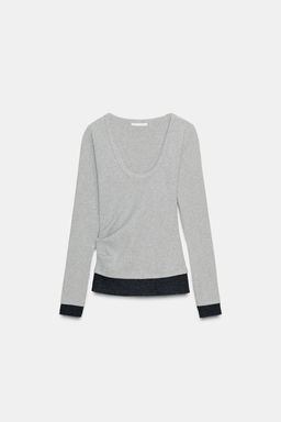DRAPED MOCK LAYER T-SHIRT - Zara фото 2