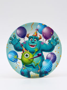 Цена за 10 шт. Тарелка одноразовая бумажная 18 см, Монстры