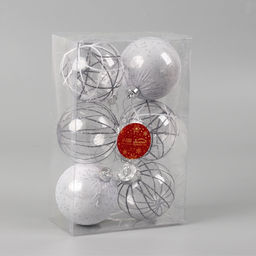 Ёлочные игрушки Зимняя долина, шары новогодние, d=8 см, набор 6 шт., серебро - Зимнее волшебство фото 4