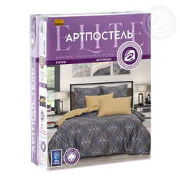 Постельное белье Антонио (сатин Россия) Семейный/Пододеяльник (молния): 2 шт. - 215*145; Простыня: 1 шт. - 215*240; Наволочка (клапан, ушки): 2 шт. - 70*70; Наволочка (клапан): 2 шт. - 50*70 Россия