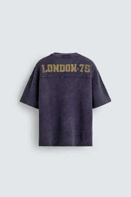 SUDADERA ESTRUCTURA WAFFLE ESTAMPADO LAVADO / Azul tinta - Zara фото 9