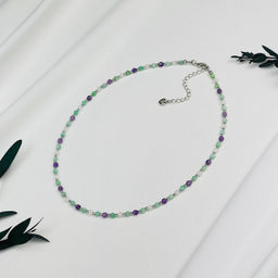 Колье для "Близнеца" из Аметиста,Берилла и Лунного камня 38 см +