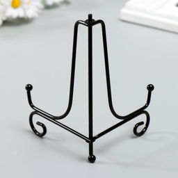 Цена за 5 шт. Подставка для тарелок d=15-18 см «Узорная», металл, 15×9.5 см, чёрная