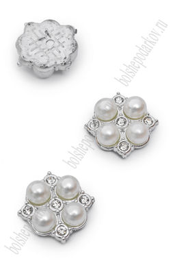 Кабошоны флоризель пластик 22*22 мм (30 шт) SF-4253, серебро