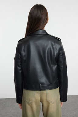 Trendyolmilla Ekru Regular Suni Deri Birker Ceket Mont TWOAW25MO00002  фото 20