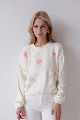 9837 Джемпер белый с цветами - Martichelli фото 33