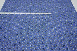 Бязь Цветочные огурчики цв.васильково-голубой, ш.1.5м, хлопок-100%, 120гр/м.кв - Купава фото 2