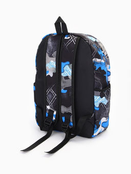 Рюкзак школьный на молнии, с карманами, с абстрактным принтом, размер 30?13?42 см, с принтом, чёрный