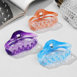 Цена за 12 шт. Крабик для волос «Альба», овал колор, 7 см, МИКС