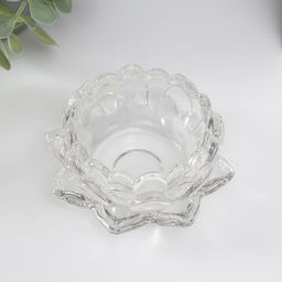 Стеклянный подсвечник на 1 свечу «Лотос», прозрачный, 4×9.5×9.5 см