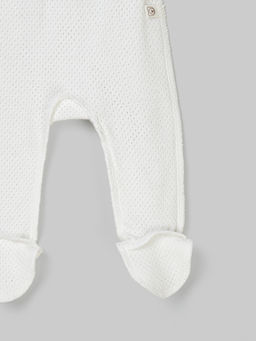 Ползунки с закрытой ножкой "Молоко" из ажурного хлопка 0+