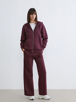 Oversize Kad?n Kal?n Fermuarl? Sweatshirt