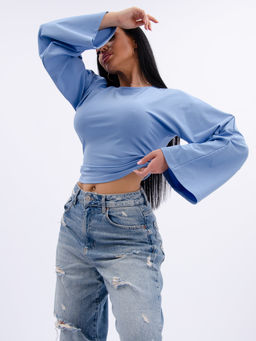 Лонгслив "Аида 3" голубой, кулирка с лайкрой