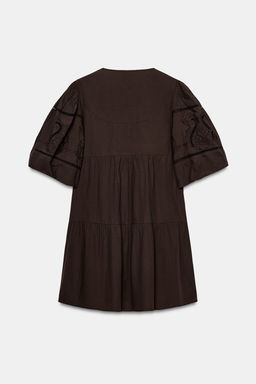 VESTIDO MINI POPEL?N BORDADOS / Marr?n - Zara фото 7