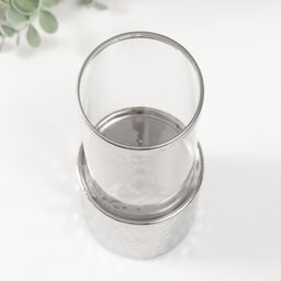 Подсвечник на 1 свечу «Нуар. Цилиндр», керамика, стекло, d=7.5 см, серебро, 9×9×24 см