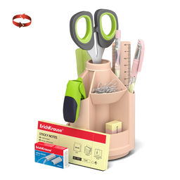 Цена за 1 шт. Набор настольный вращающийся пластиковый ErichKrause® Mini Desk, Powder, розовый