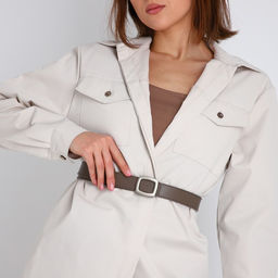 Ремень женский, ширина 3 см, пряжка металл, цвет бежево-серый - Simaland фото 3