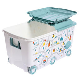 Ящик для игрушек на колесах «Путешествие», с декором, 685×395×385 мм, цвет светло-голубой