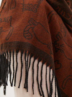 в составе шерсть Большой, мягкий, теплый двусторонний палантин с принтом. - Tantino фото 6