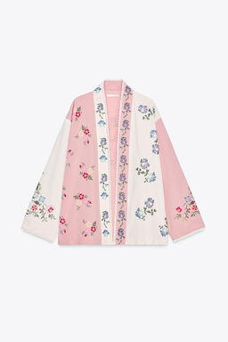 COTTON KAFTAN WITH FLORAL EMBROIDERY - Zara фото 6