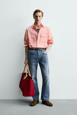 CAMISA FLUIDA REGULAR FIT BOLSILLOS AARON LEVINE X ZARA / Rosa tiza