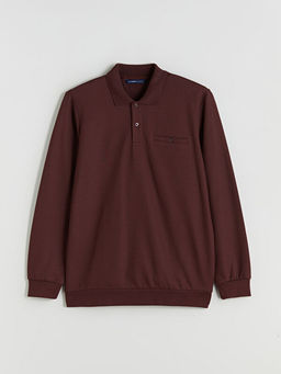 Polo Yaka Uzun Kollu Erkek Sweatshirt