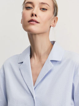 Рубашка с коротким рукавом из фактурного хлопка / Zarina  фото 6