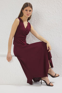 Murdum Pike Y?rtmacl? Kruvaze Kapamal? Maxi Esnek Orme Elbise TWOSS25EL00458