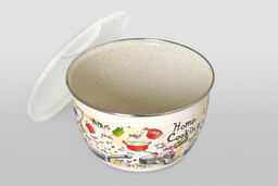 МИСКА ЭМАЛИРОВАННАЯ БЕЗ РУЧЕК С ПЛАСТИКОВОЙ КРЫШКОЙ ГУРМАН 1,7 л (16 см) - Metrot фото 2