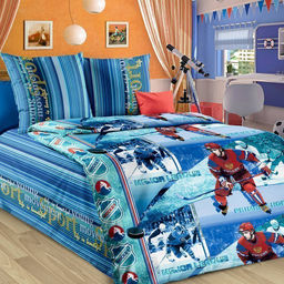 КПБ Бязь "Самойловский текстиль" 1.5 с дет.рисунком - Хоккей 1.5 сп. (нав.70х70)