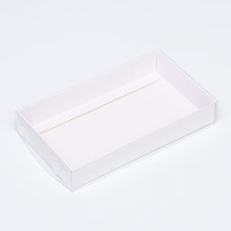 Цена за 2 шт. Кондитерская упаковка, белая с PVC крышкой, 18×10×3 см