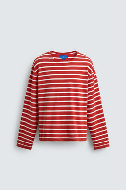 CAMISETA JACQUARD RAYAS AARON LEVINE X ZARA / Blanco / Rojo