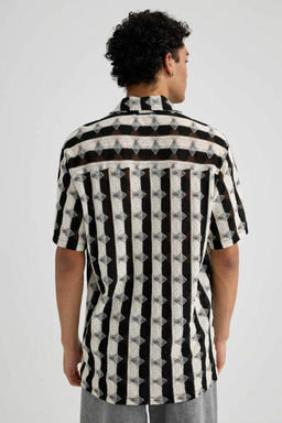 Рубашка стандартного кроя с коротким рукавом и принтом - Defacto фото 6