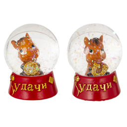 Фигурка декор в стекл шаре "Лошадка", L4,5 W4,5 H5,5 см, 2в.