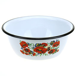 "Маки мечта" Миска эмалированная 1,5л, д20см, h8см, белый (Россия)