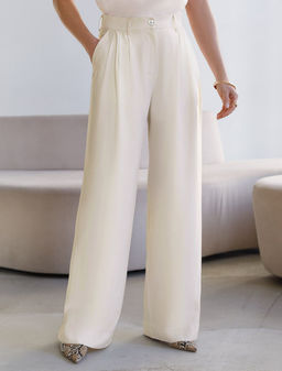 Брюки палаццо с защипами из плотного лиоцелла