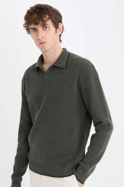 Standart Fit Polo Yaka Triko Kazak - Defacto фото 2