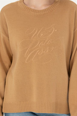 Женский свитер песочного цвета с круглым вырезом - U.s. polo assn фото 7