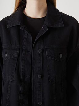 G?mlek Yaka Oversize Kad?n Jean Ceket