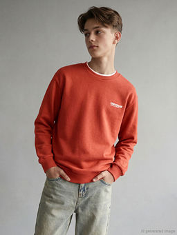 Bisiklet Yaka Bask?l? Erkek ?ocuk Sweatshirt