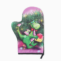 Варежка-прихватка Дракон у ёлочки 20х28 см, 35% хл, 65% пэ, ватин 250 г/м2 - Доляна фото 2