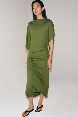 VESTIDO LARGO DRAPEADO / Verde