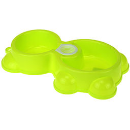 Миска для кормления животных пластмассовая Мишка 0,15/0,2л, 24,5х15,5х4,5см, двойная, с местом под винтовую бутылку, цвета микс (Китай) - Pet toys фото 2