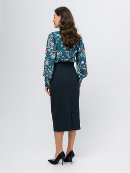Юбка темно-синяя длины миди - 1001dress фото 3